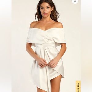 Size small satin off the shoulder mini dress.